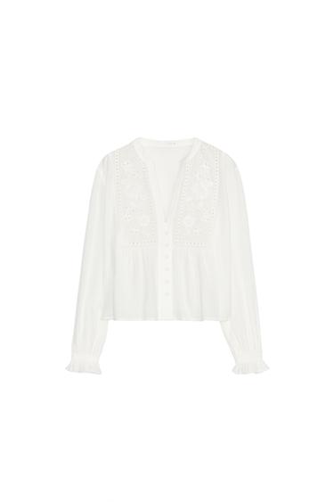 CROPPED BLOUSE WITH CUTWORK EMBROIDERY