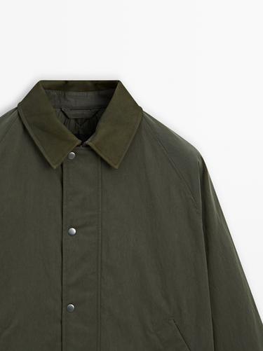 Zara Jacket with leather collar detail - Green