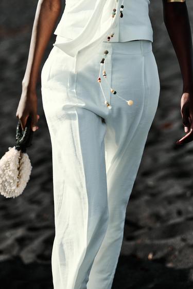 WIDE-LEG TROUSERS WITH DARTS - Ecru by Zara - Image 2