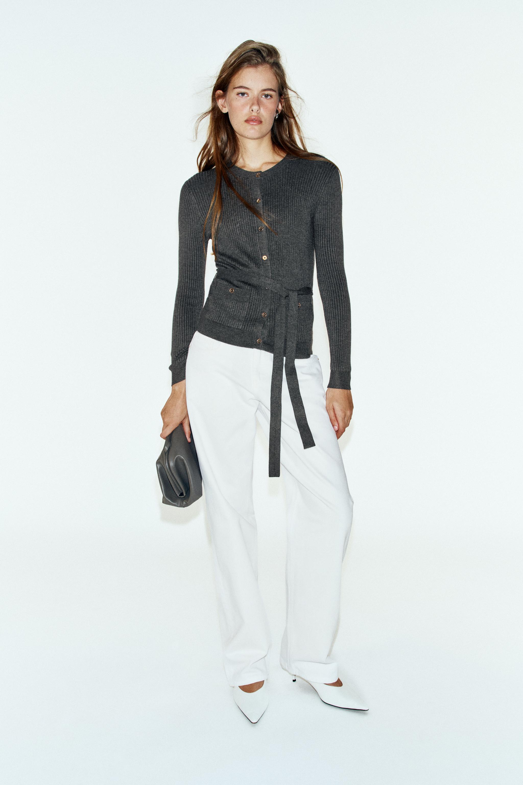 RIB KNIT BELTED CARDIGAN