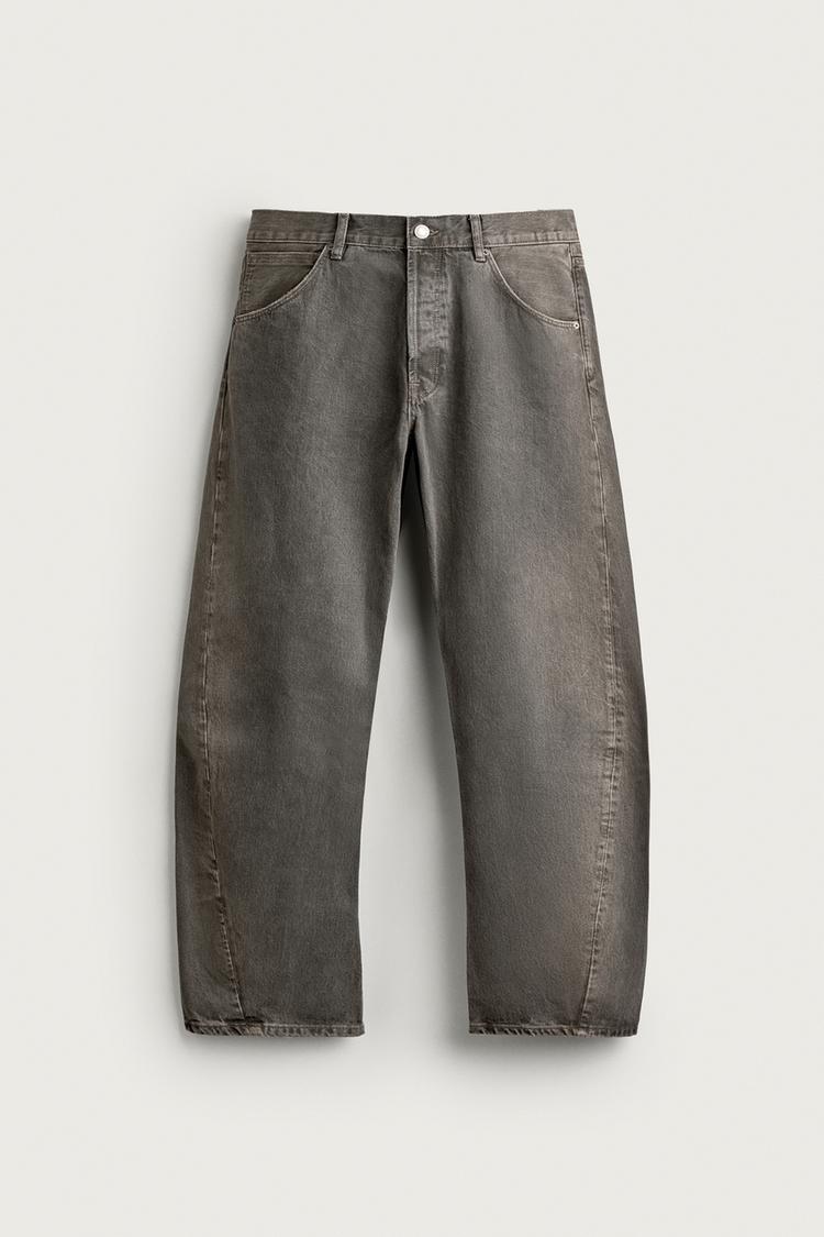 TWISTED-SEAM LOOSE FIT JEANS — Gray / Beige