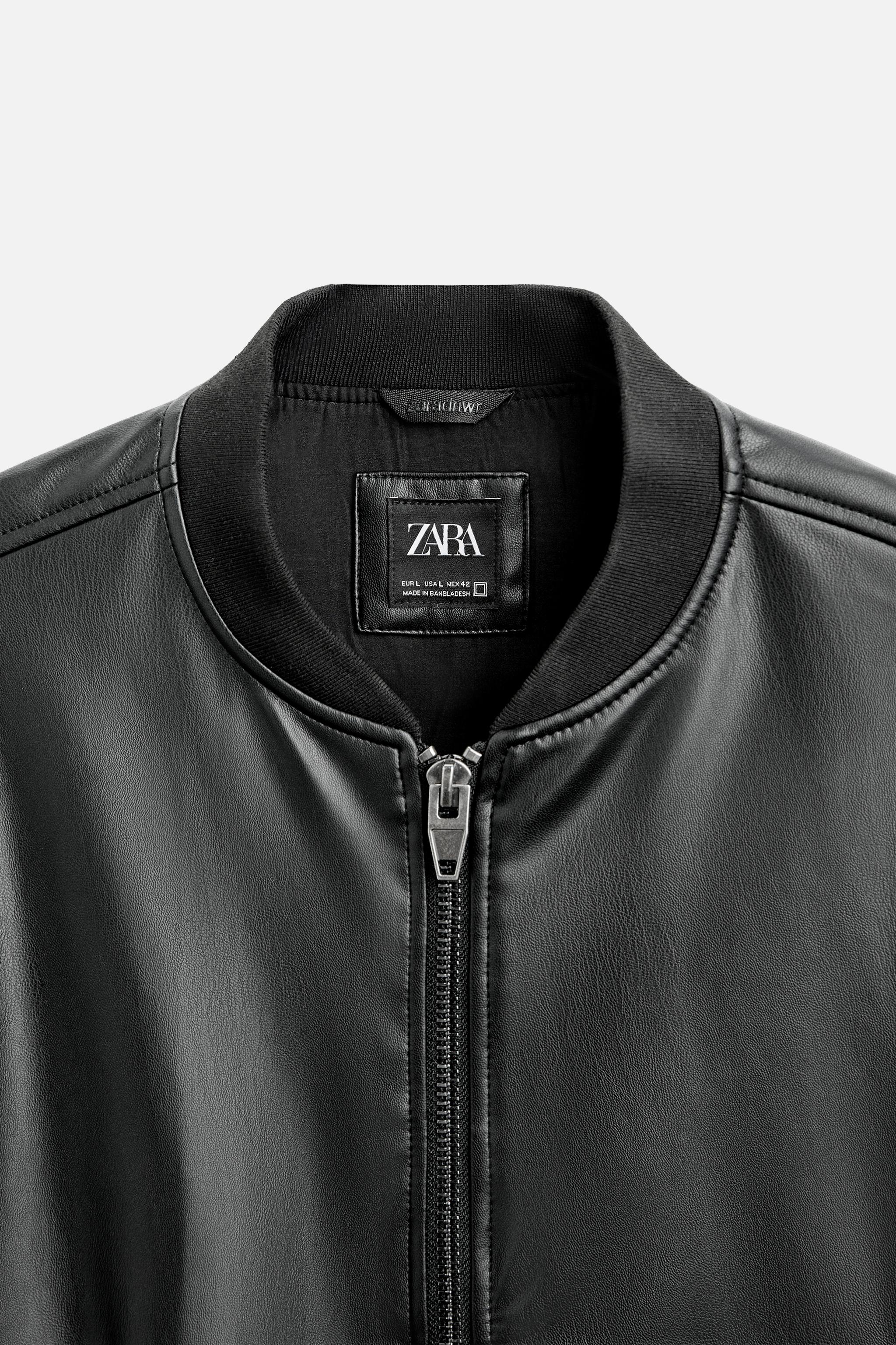 フェイクレザー ボンバージャケット - ブラック | ZARA Japan / 日本