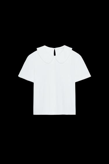 PETER PAN COLLAR T-SHIRT - White by Zara - Image 0