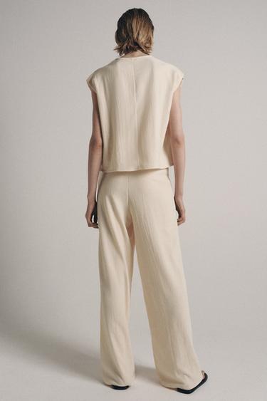 RUSTIC SLEEVELESS TOP - Ecru by Zara - Image 4