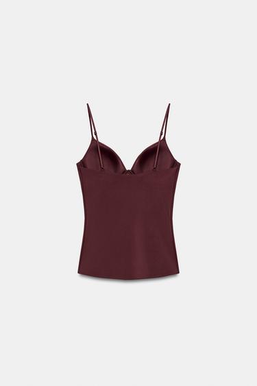 TOP EN MÉLANGE DE POLYAMIDE - GRENAT de Zara - Image 6