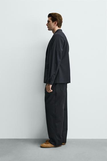 RELAXED FIT WOOL BLEND BLAZER - Navy blue by Zara - Image 3