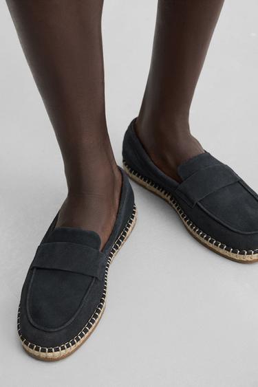 ESPADRILLES MOCASSINS EN CUIR - Bleu de Zara - Image 3
