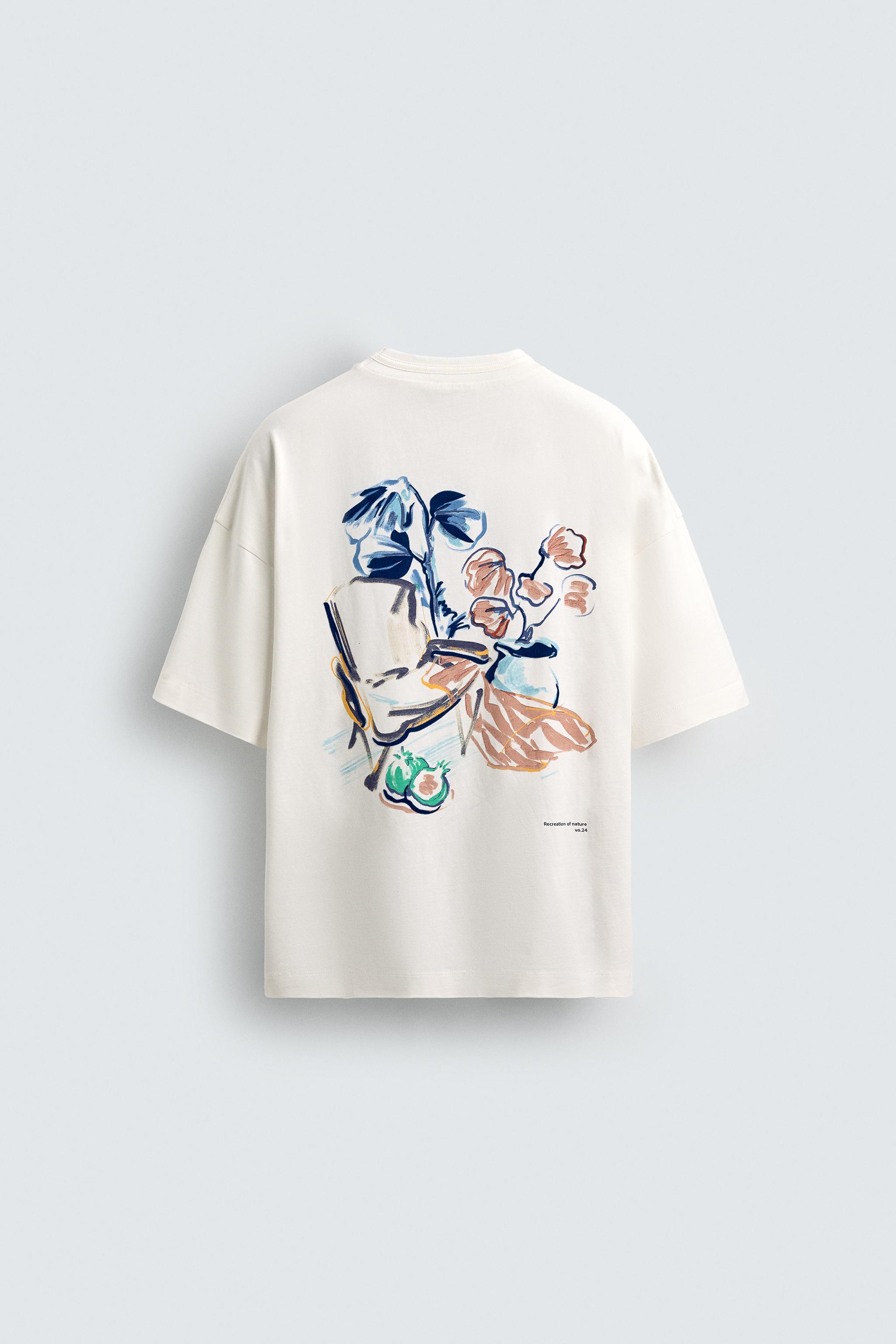 コントラストプリントTシャツ - ホワイト | ZARA Japan / 日本