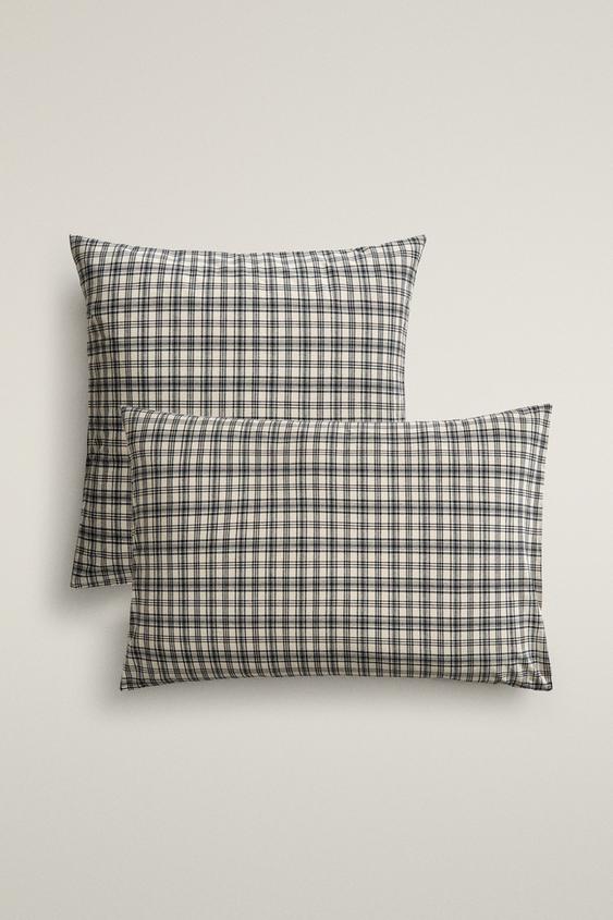 CHECK FLANNEL PILLOWCASE (130 G/M²) - Beige by Zara - Image 0