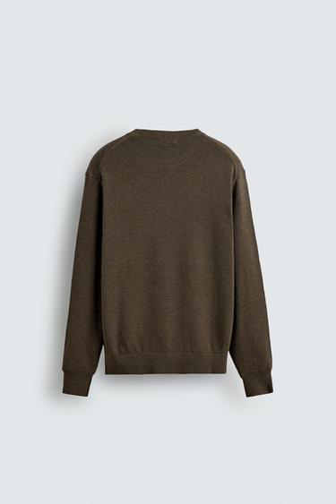 TWISTED YARN TEXTURED SWEATER - Dark brown by Zara - Image 7