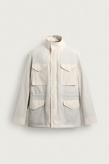 Zara TECHNICAL QUILTED POCKET JACKET - Light beige