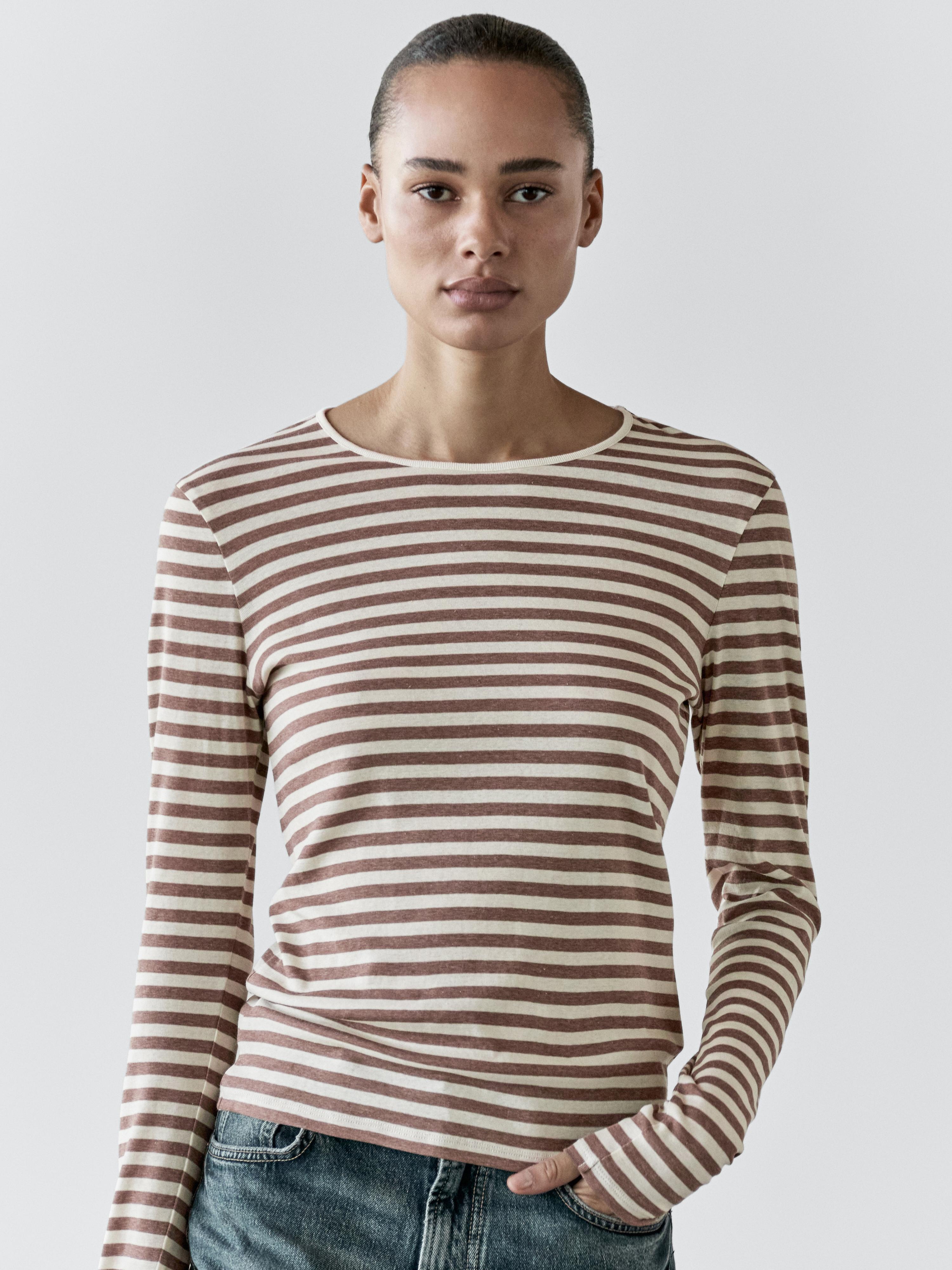 T-shirt à rayures 100 % coton