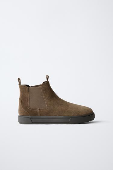 SPLIT SUEDE CHELSEA ANKLE BOOTS - Brown by Zara - Image 0