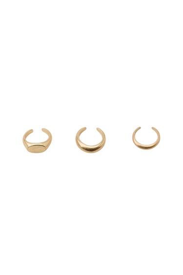 PACK OF 3 SIGNET TOE RINGS - Golden by Zara