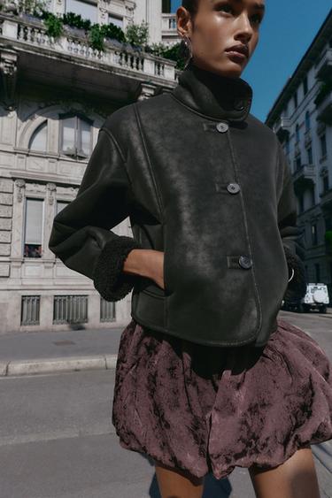 VESTE DOUBLE FACE EFFET DAIM - Noir de Zara - Image 4
