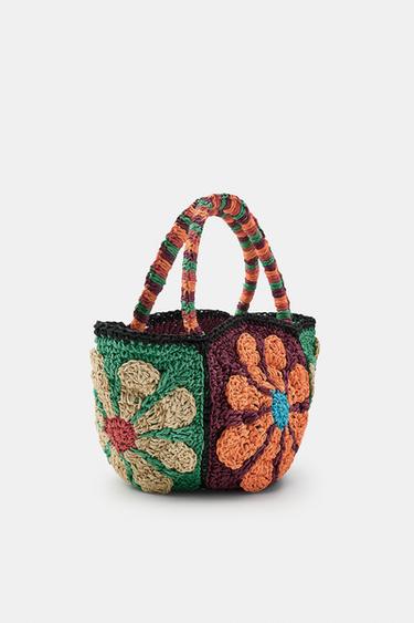 CONTRAST MINI BASKET BAG WITH FLORAL EMBROIDERY - Multicoloured by Zara - Image 3