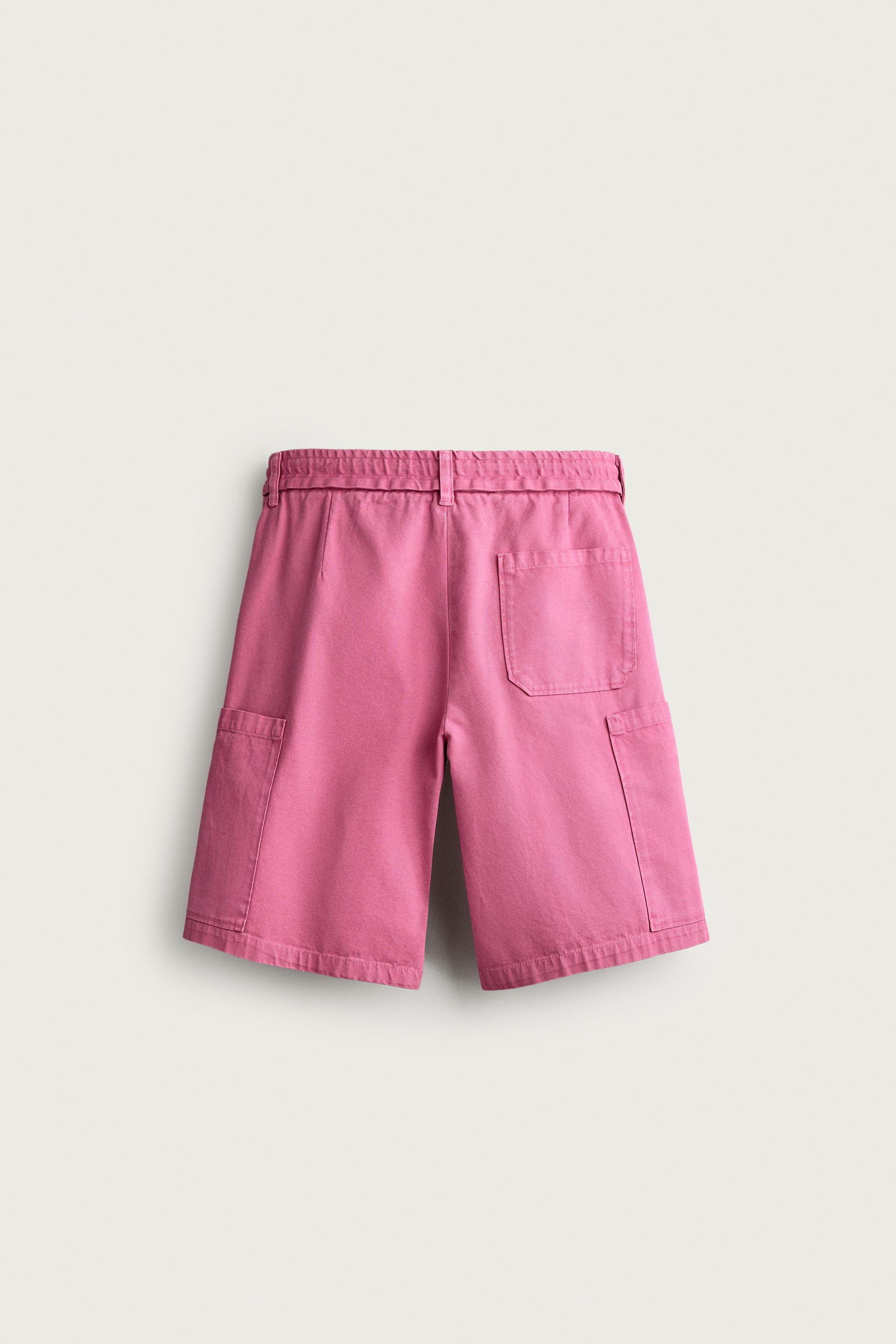 Zara YIKAMALI RELAXED FIT KARGO BERMUDA görsel 8