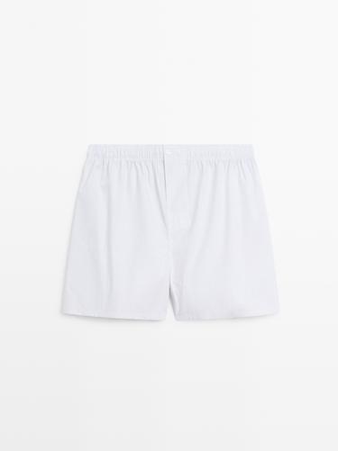 Zara 100% cotton striped boxers - White