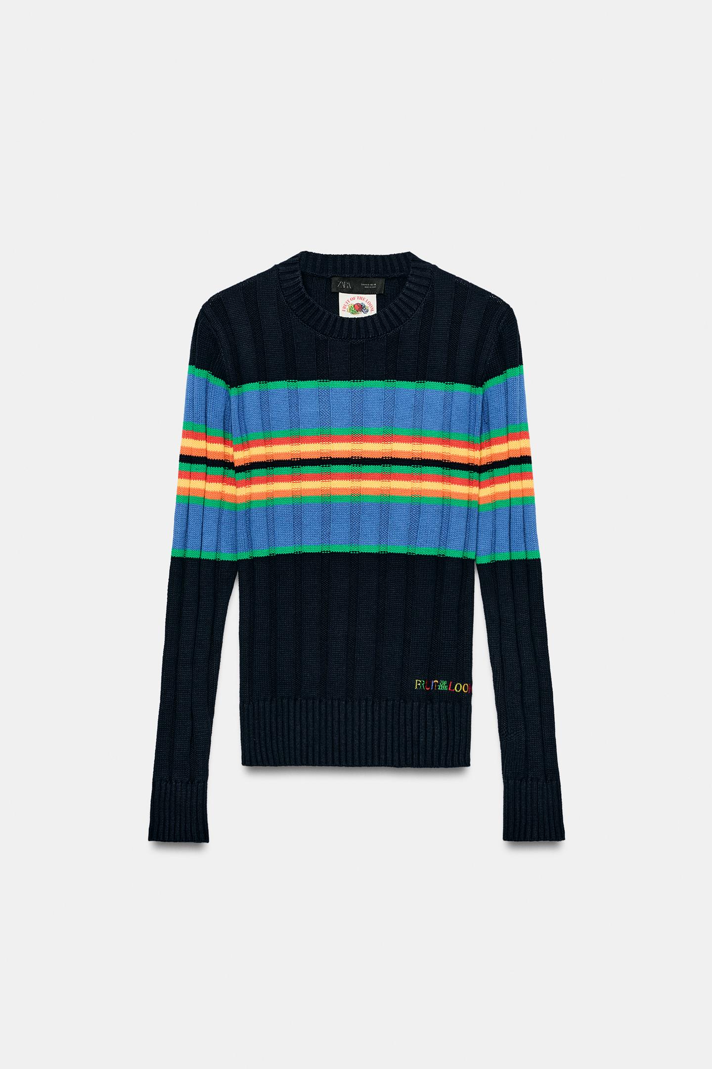 Женский свитер Zara Fruit OF the Loom™ Striped Knit, цвет: Разноцветный — фото 1