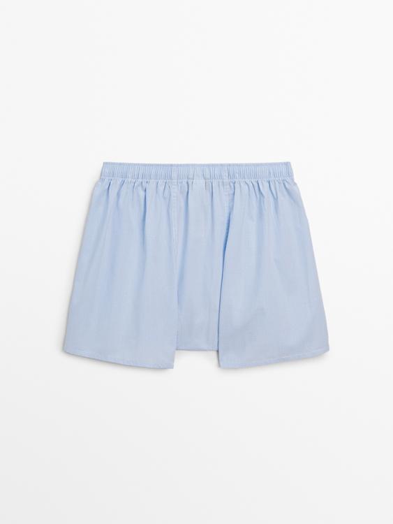 ZARA Mens Medium Underwear Boxer Blue White Dots Elastic Waist Front Pouch  NWOT