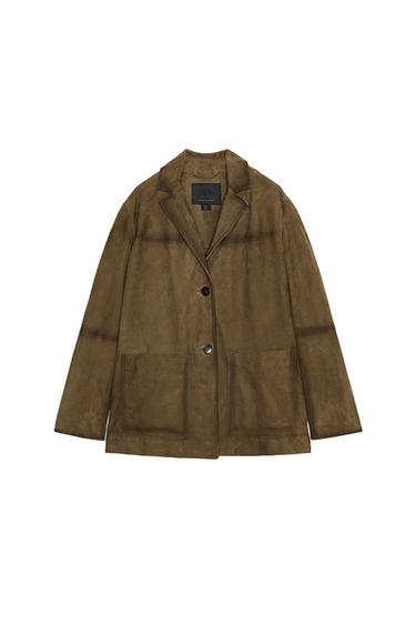 OVERSIZE 100% SUEDE LEATHER BLAZER ZW COLLECTION LIMITED EDITION