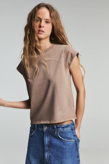 HEAVY COTTON T-SHIRT - Brown by Zara