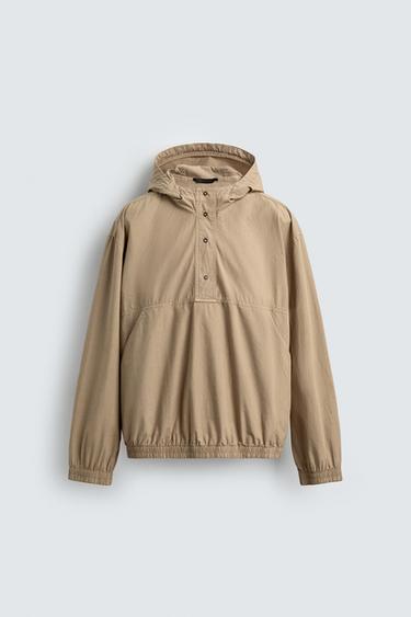 КУРТКА КЕНГУРУ СВОБОДНОГО КРОЯ С КАПЮШОНОМ — БЕЖЕВЫЙ от Zara