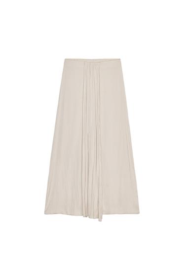 SATIN EFFECT WRAP FRONT PANTS