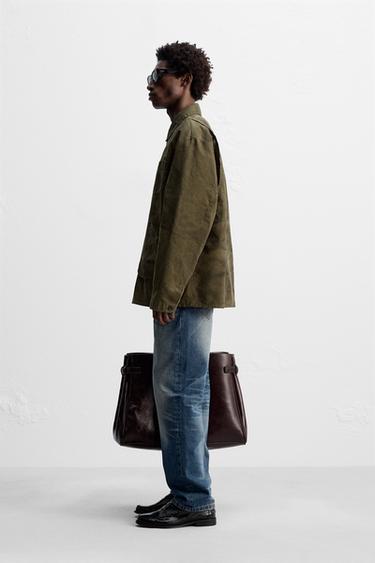 FADED JACKET WITH POCKETS - Brown / Green by Zara - Image 3