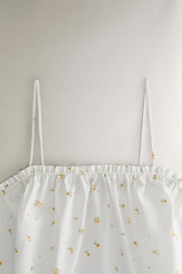 TOP COTON FLEURS - Blanc de Zara - Image 1