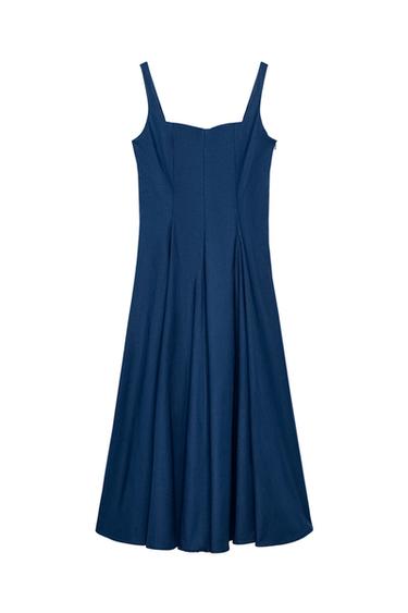 POPELIN GODET MIDI DRESS - Navy blue by Zara
