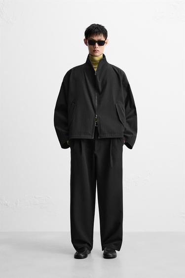 TEXTURED BOXY FIT JACKET - Black by Zara
