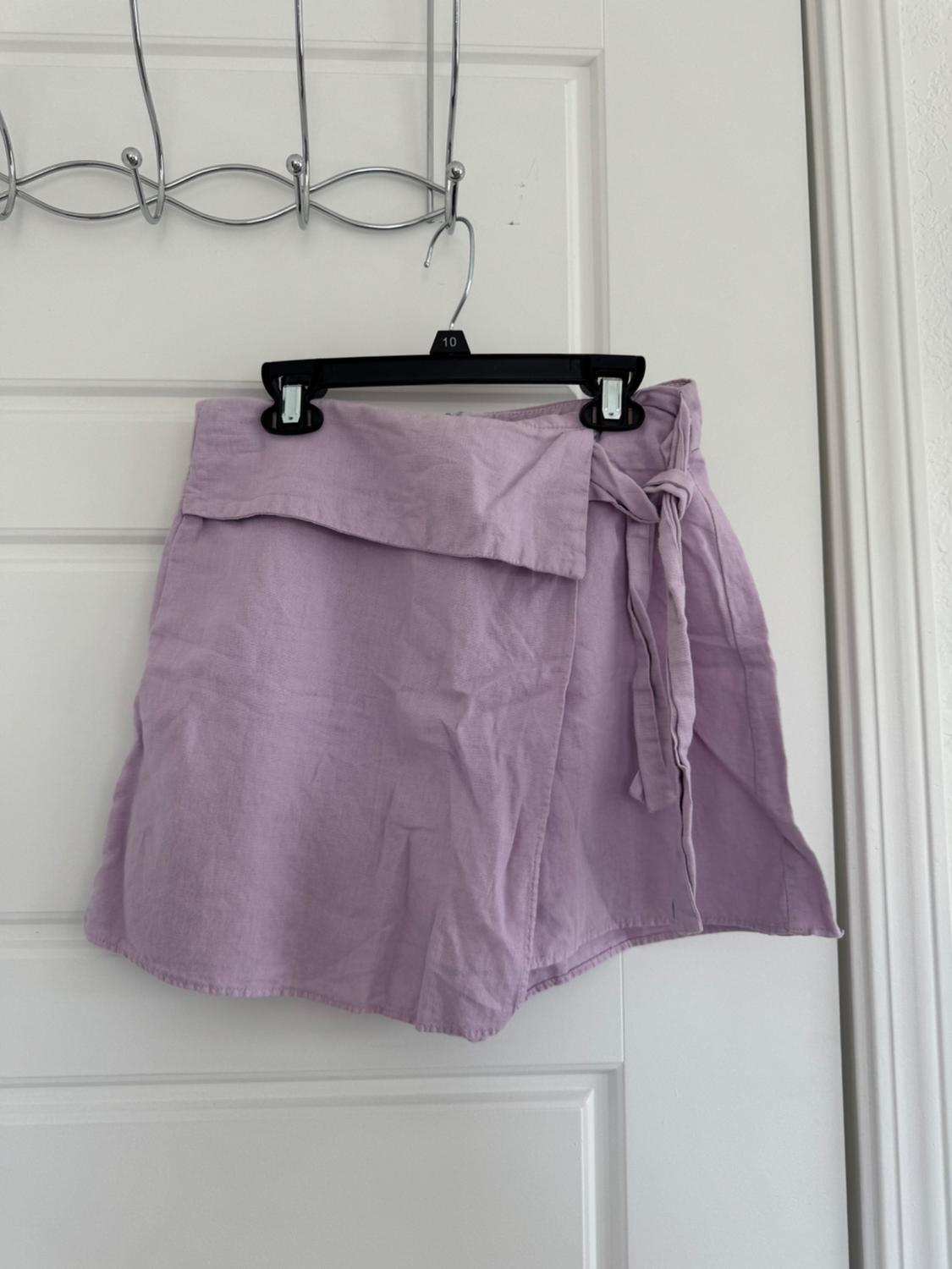 LINEN BLEND BOW TRIM SKORT