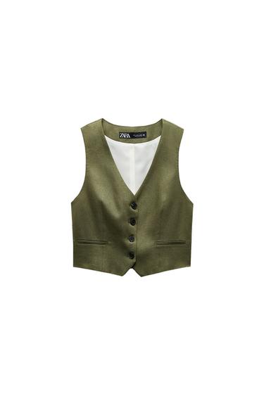 TAILORED LINEN BLEND WAISTCOAT