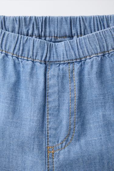 FLOWING DENIM-EFFECT TROUSERS - Mid-blue by Zara - Image 2