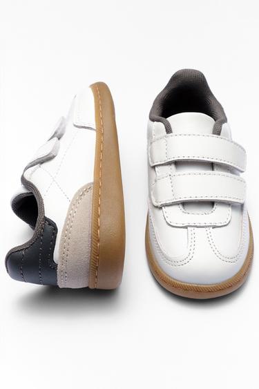 TENNIS À BRIDES EN CUIR - Blanc de Zara