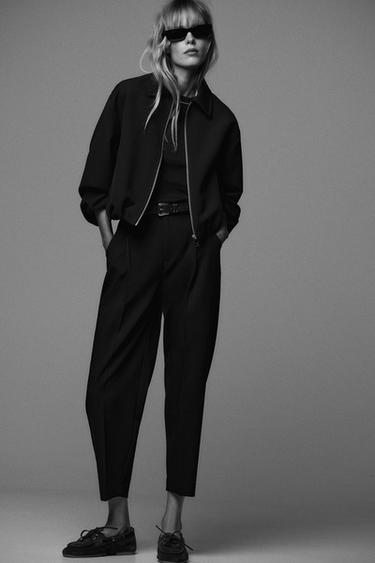 ÁO KHOÁC BOMBER DÁNG PHỒNG - Màu đen từ Zara