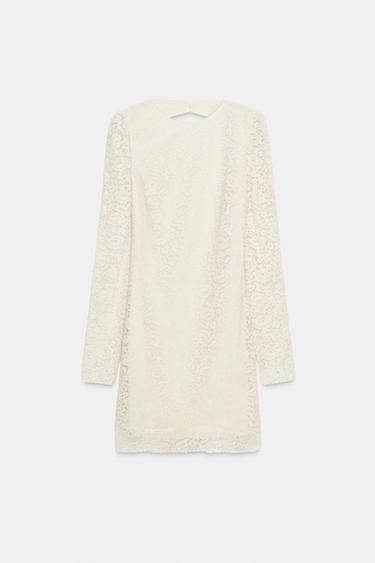 ROBE COURTE EN DENTELLE - Blanc cassé de Zara - Image 4