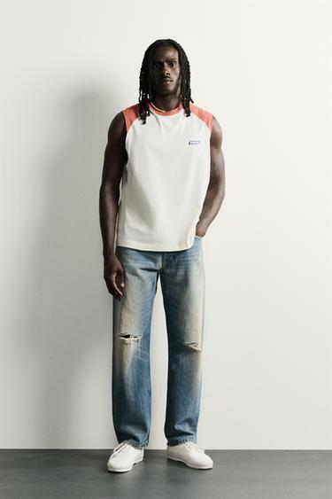 ΜΠΛΟΥΖΑ TANK ΜΕ ΧΡΩΜΑΤΙΣΤΑ ΤΜΗΜΑΤΑ PUKAS SURF X ZARA - Λευκό / Κόκκινο του Zara - Εικόνα 0