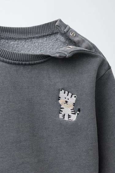 FADED EMBROIDERED SWEATSHIRT - Anthracite grey by Zara - Image 2