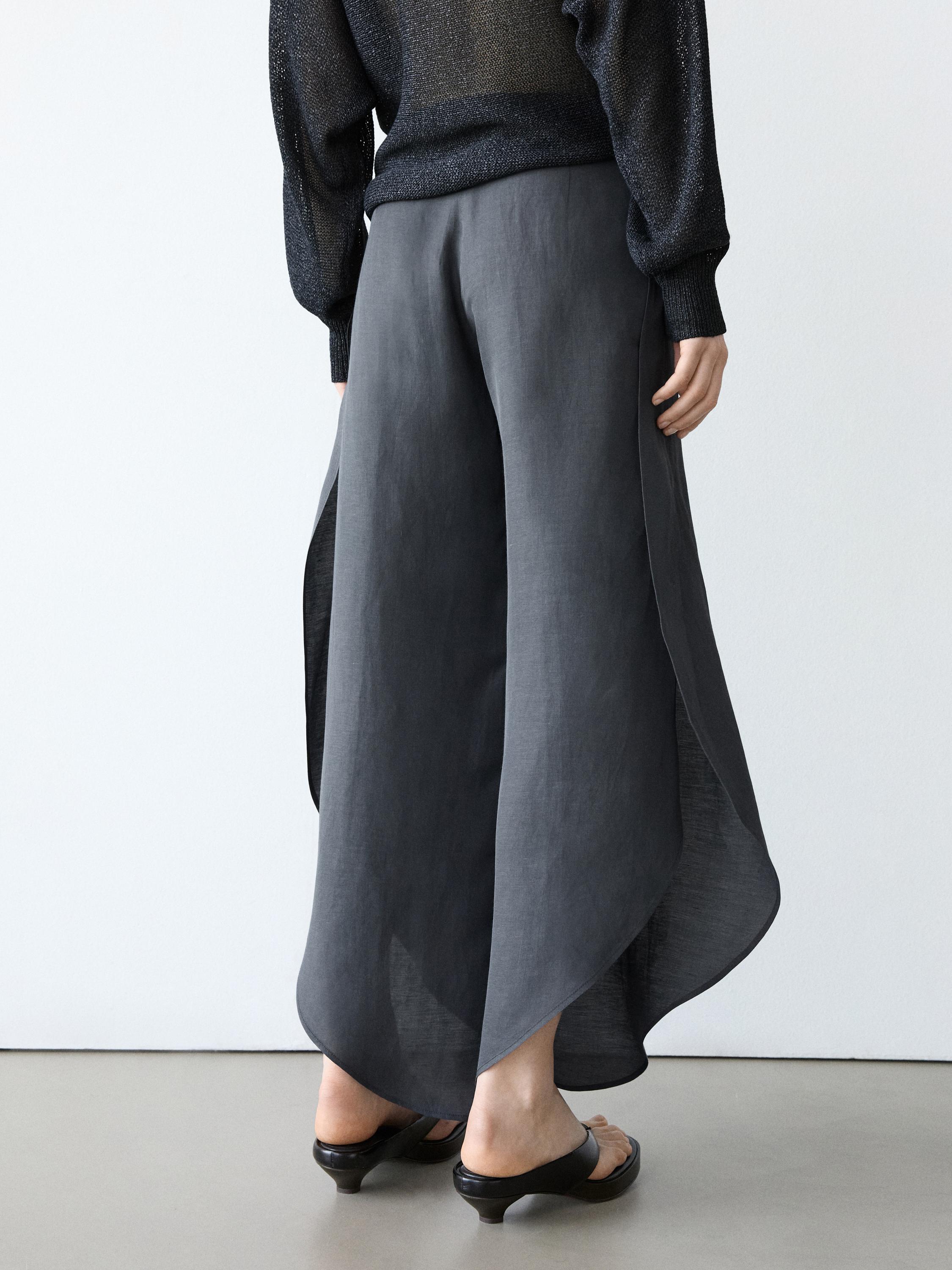 Linen blend trousers with slit details