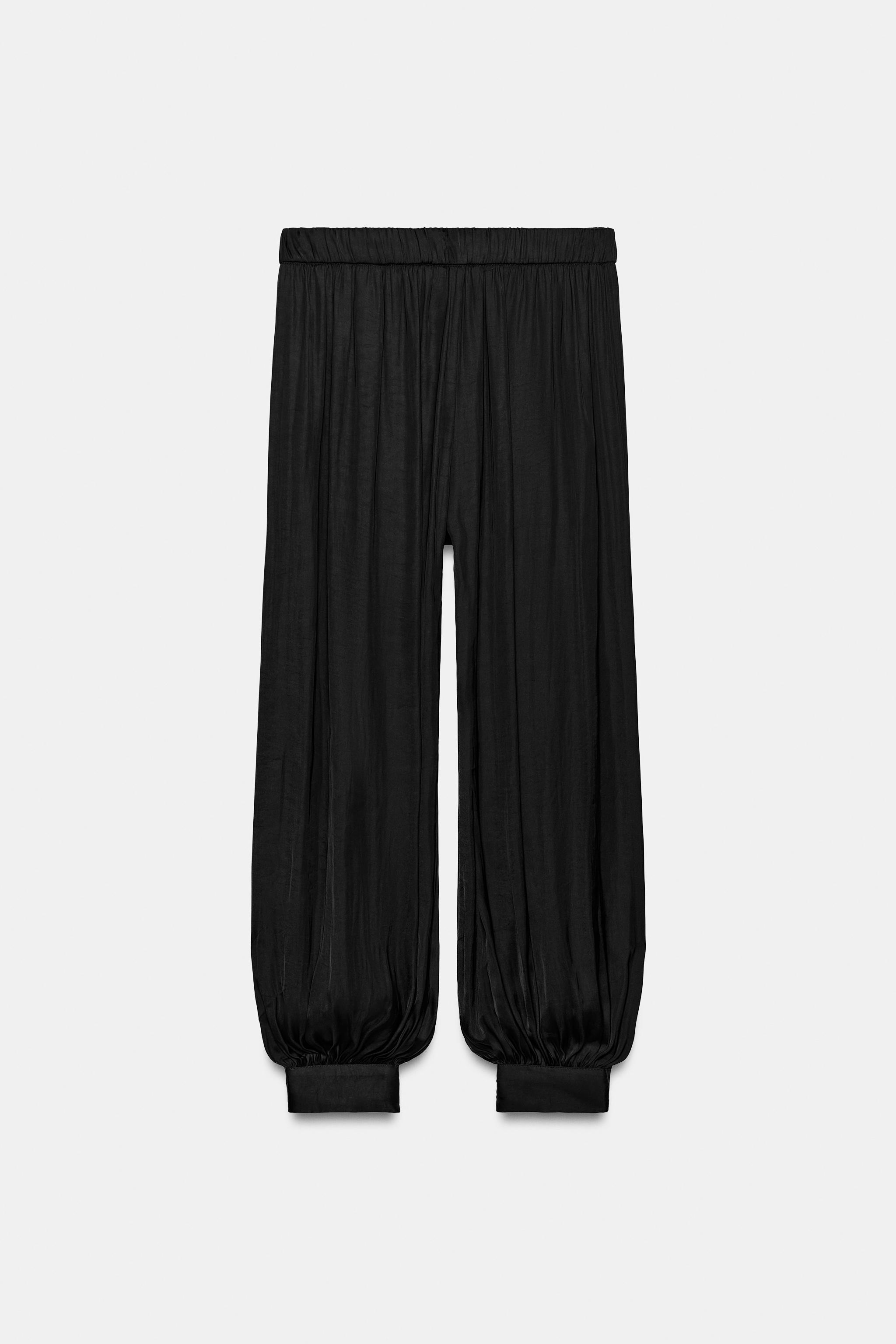 Zara SATEN YÜZEYLİ ZW COLLECTION ŞALVAR PANTOLON görsel 7
