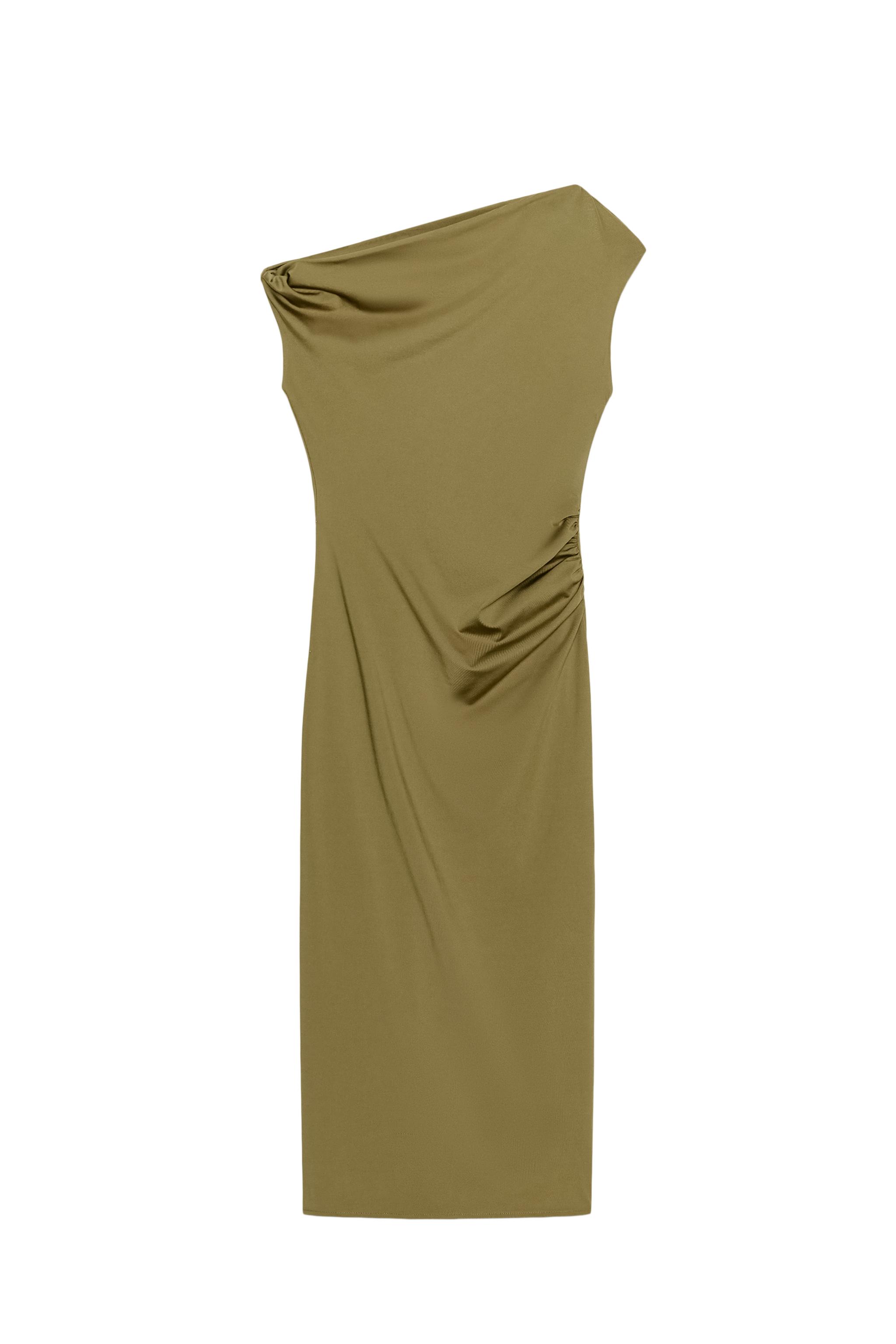 ASYMMETRIC MIDI DRESS - Burgundy | ZARA United States ASYMMETRIC MIDI DRESS - Burgundy | ZARA United States