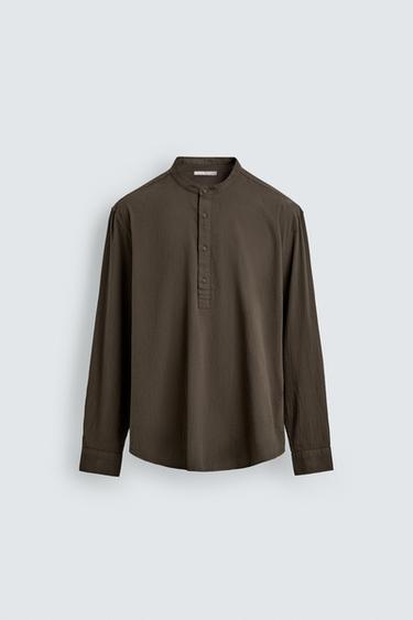 CAMISA EFECTO ENGURRADO - Marrón / Toupa de Zara