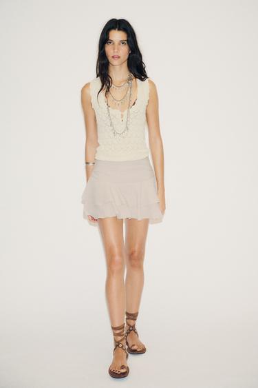 POINTELLE KNIT TOP - Vanilla by Zara - Image 1