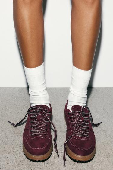 CONTRAST TRAINERS - Burgundy Red by Zara