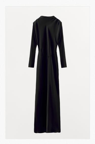 DRAPED SATIN DRESS - Black by Zara