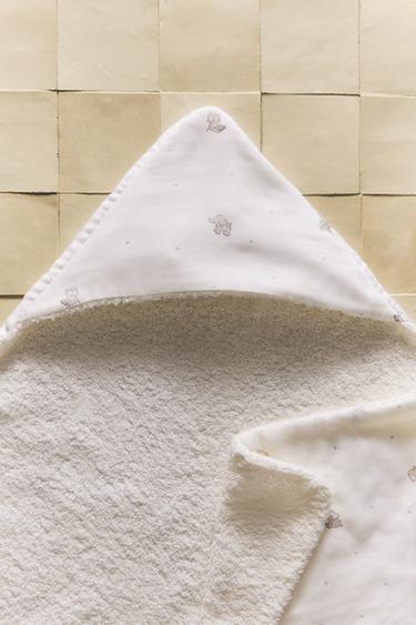 SERVIETTE DE BAIN CAPUCHE BÉBÉ ÉLÉPHANTS - Blanc cassé de Zara - Image 6