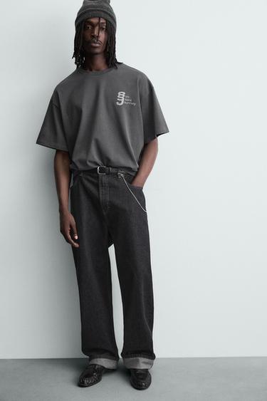 CONTRAST PRINT T-SHIRT - Faded blue by Zara - Image 6