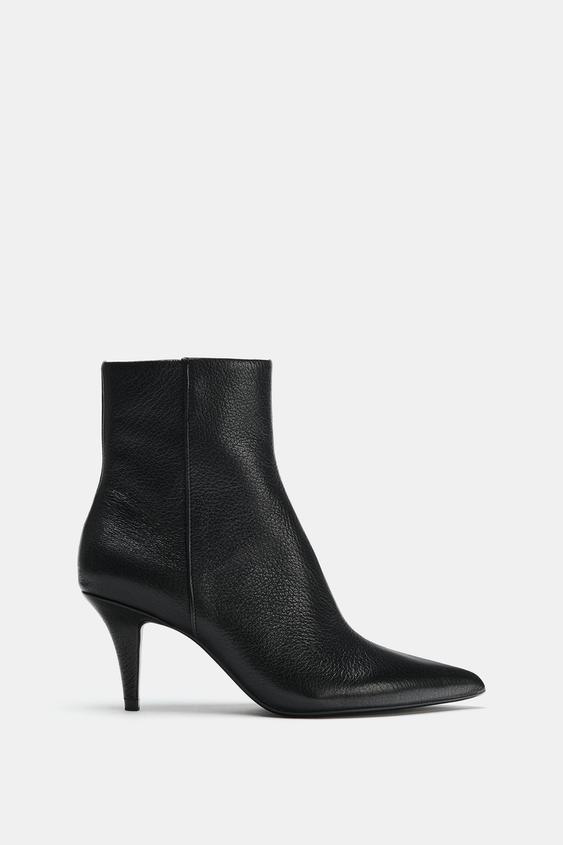 LEATHER HEELED ANKLE BOOTS